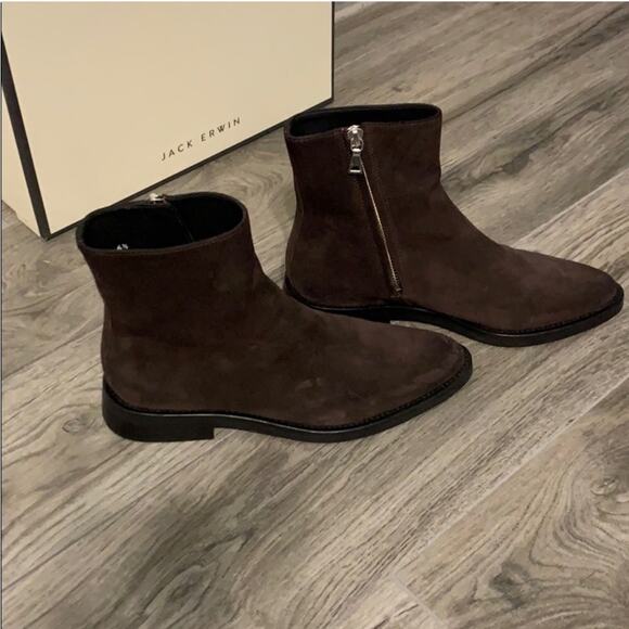 Jack Erwin Lola Brown Suede Zip Ankle Boot - Picture 2 of 9